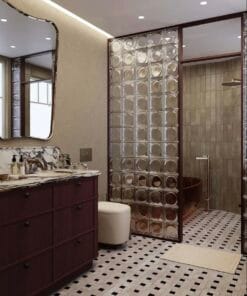 Alternative view of Harper travertin / nero marquina