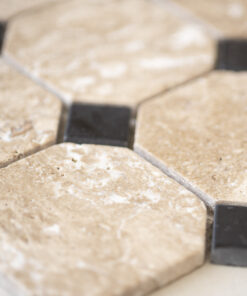 Alternative view of Cleo yellow travertin / black marble